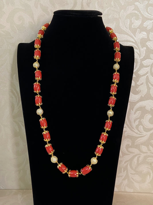 Corals necklace | corals with ad balls necklace