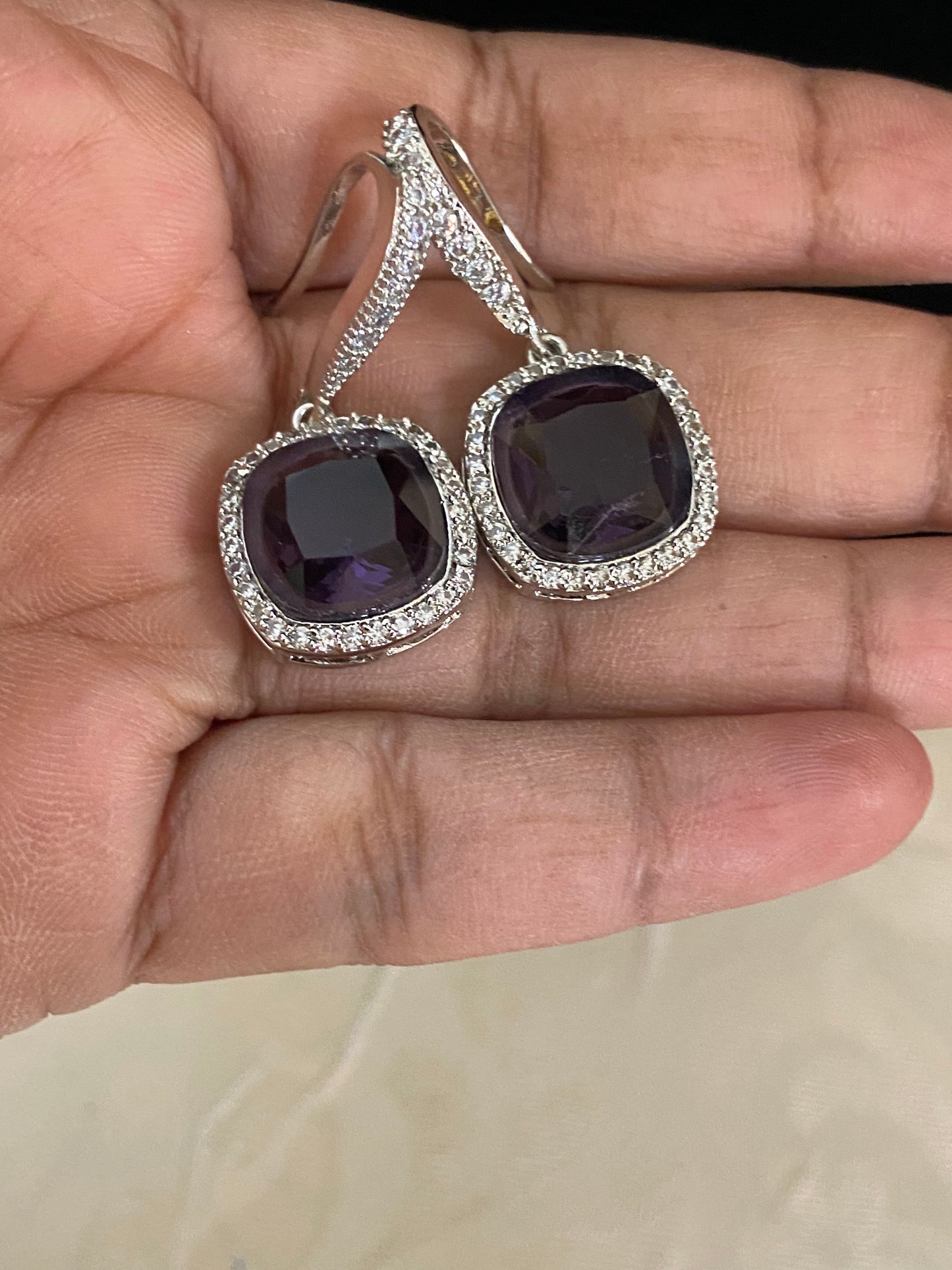 Swarovski earrings | Purple stone earrings