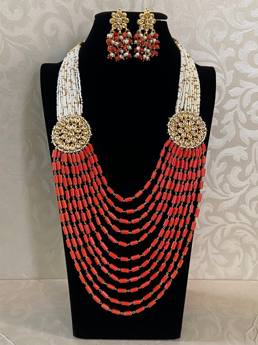 Corals side pendants necklace | Indian jewelry