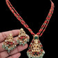 Coral necklace with Laxmi pendant | Temple coral necklace