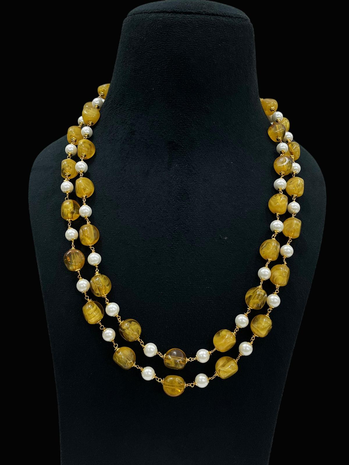 Two Layered Beads & Pearl Mala | Indian Beads Jewelry
