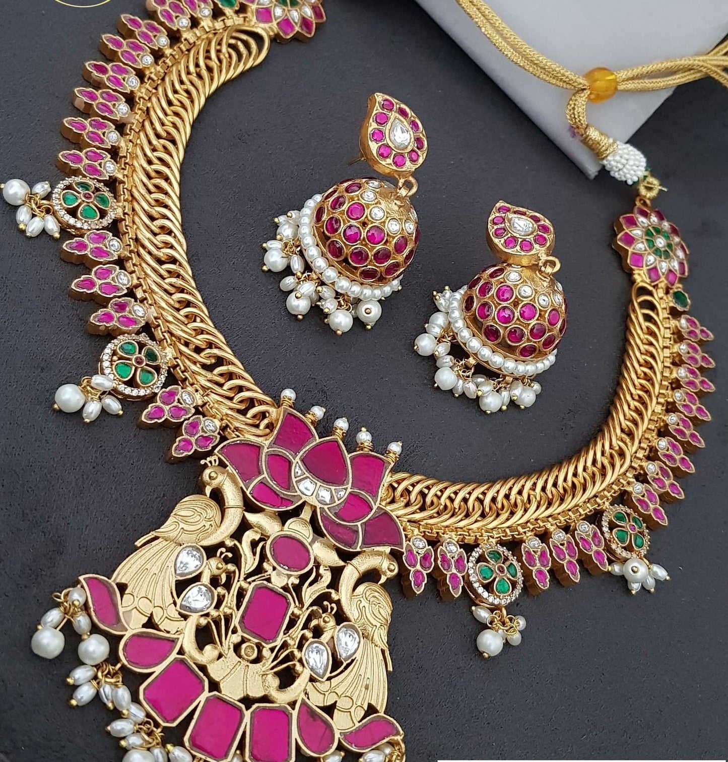 Antique Jadau Kundan Jilebi Necklace  | Indian wedding jewellery