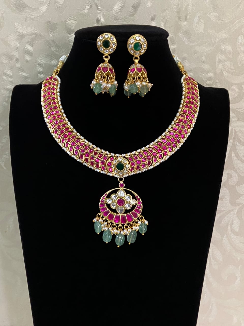 Jadau Kundan Necklace With Jumkis | Indian Necklace