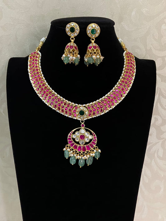 Jadau Kundan Necklace With Jumkis | Indian Necklace