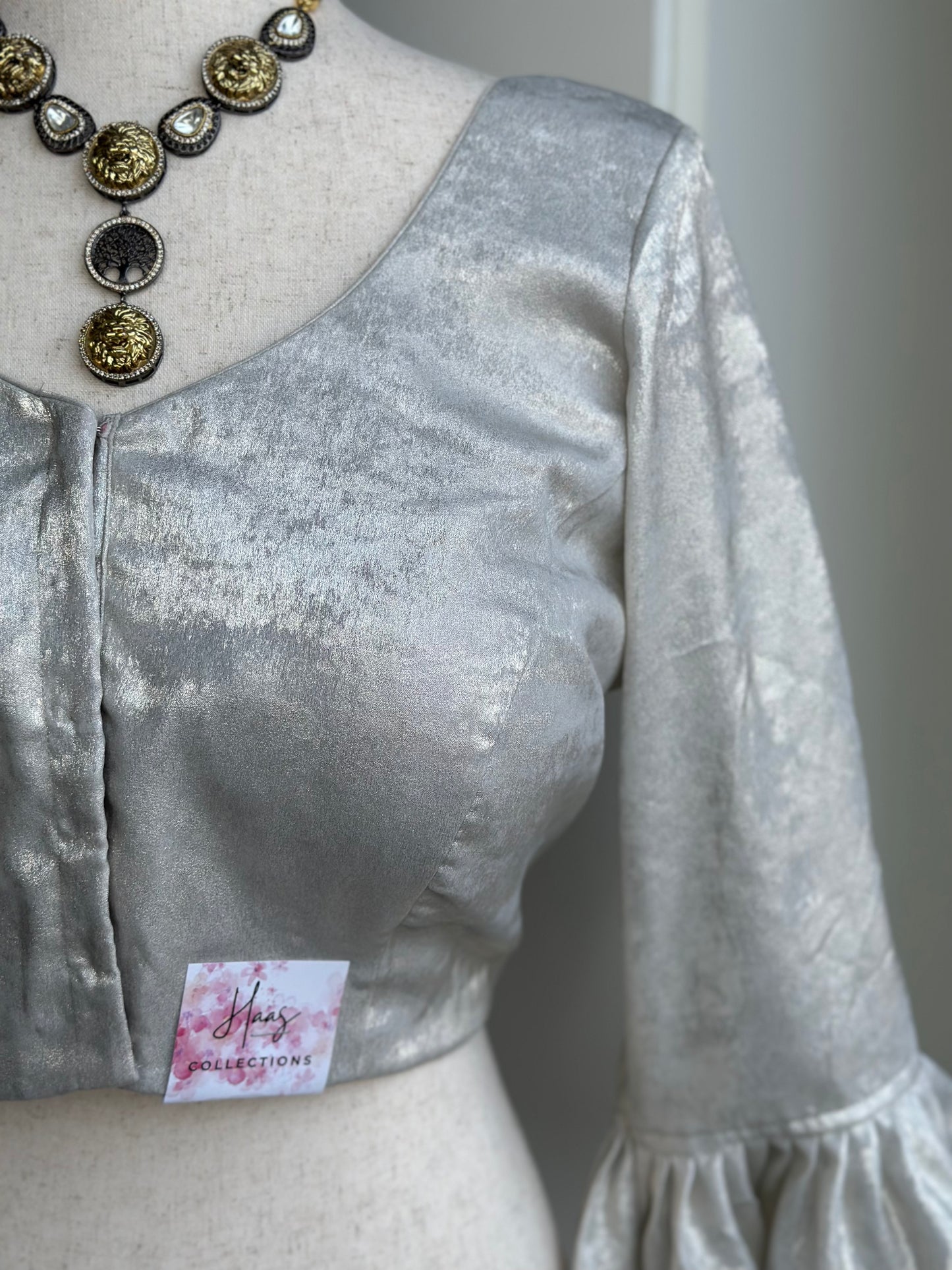 Silver shimmer blouse | fancy saree blouse