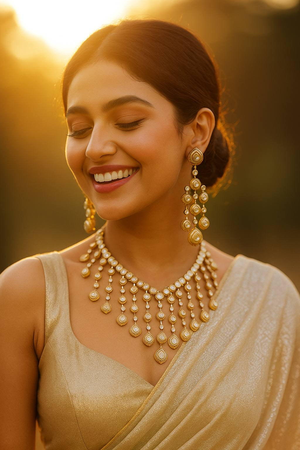 Peacock Feather Drop Moissanite Necklace Set | Party Wear Necklace