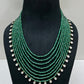 Moissanite & Green  Beads Layered Mala Necklace