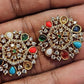 Multicolour & AD Big Size Studs | Indian Earrings | Gift Idea | Navratan Earrings