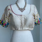 Rawsilk embroidery blouse | custom blouse | partywear blouse | multi color work blouse