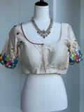Rawsilk embroidery blouse | custom blouse | partywear blouse | multi color work blouse