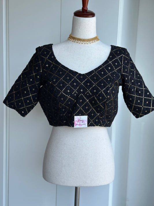 Black chikankari blouse | Saree blouses in USA