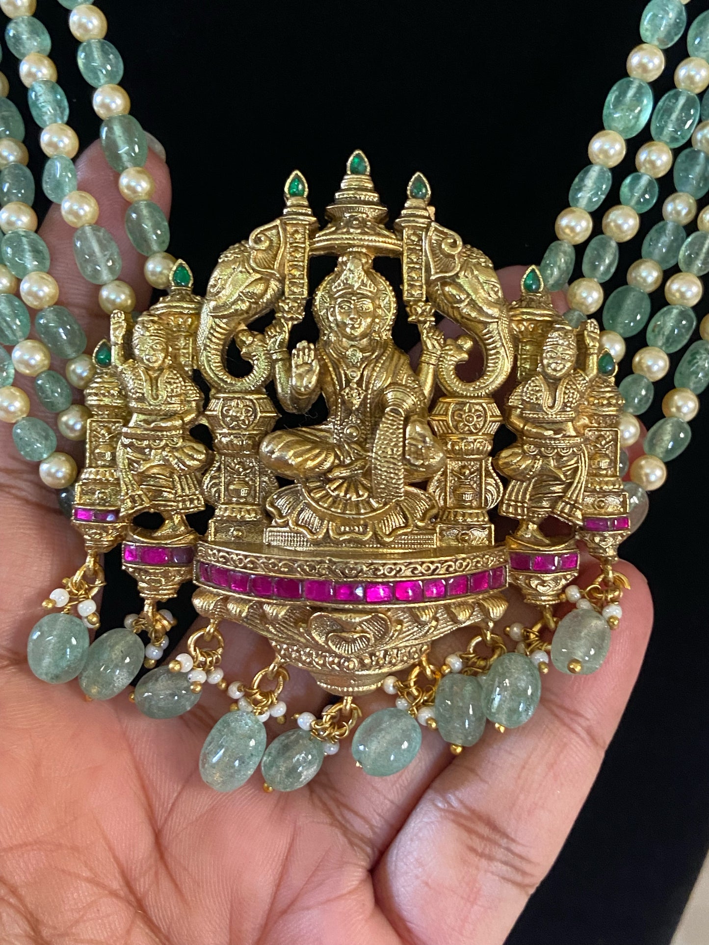 Temple necklace | Goddess Laxmi pendant necklace | Indian traditional jewelry