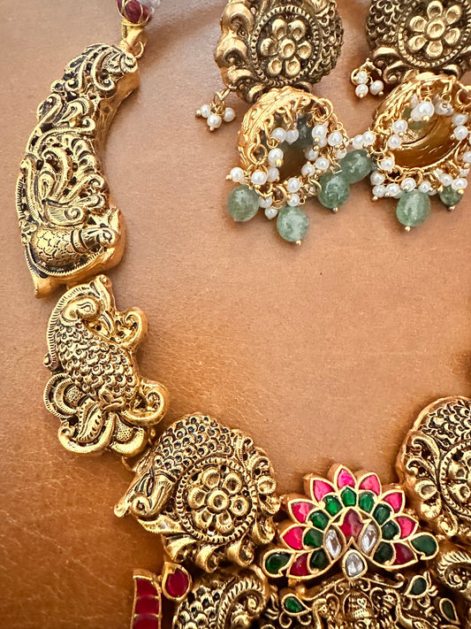 Antique Temple Lakshmi Pendant Necklace | Bridal jewelry