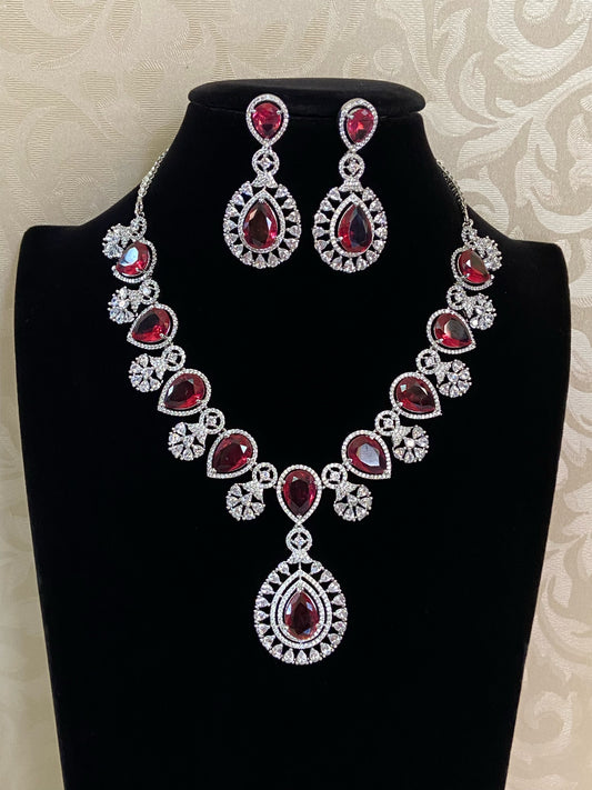 Diamond look ad necklace | Cz necklace with earrings