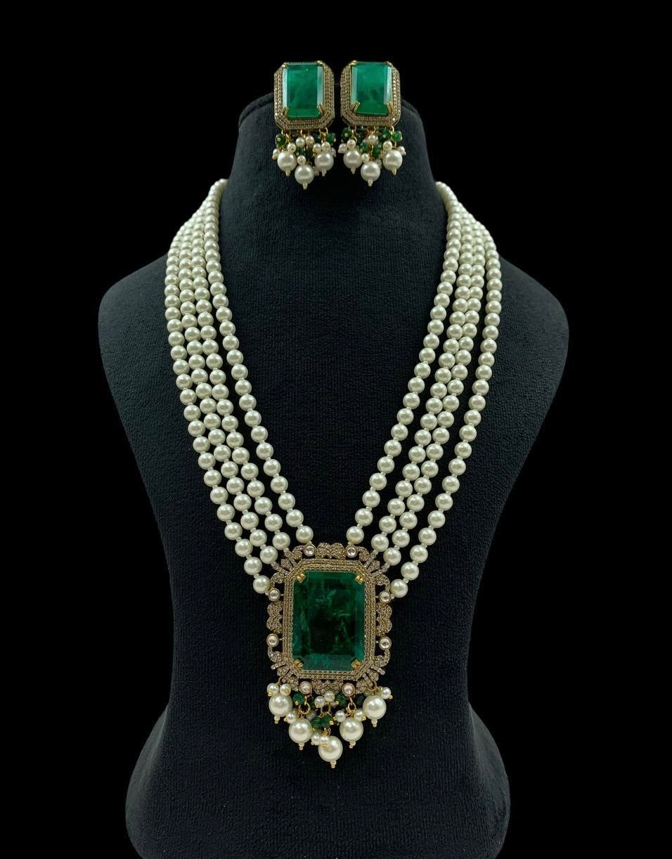Doublet Kundan Pendant Pearl Mala |Victorian Pendant Pearl Necklace