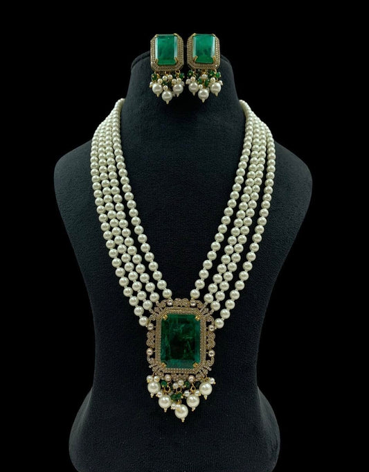 Doublet Kundan Pendant Pearl Mala |Victorian Pendant Pearl Necklace