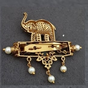 Antique AD Elephant Brooch Pin |  South Indian Saree Pin | Indian Jewelry In USA