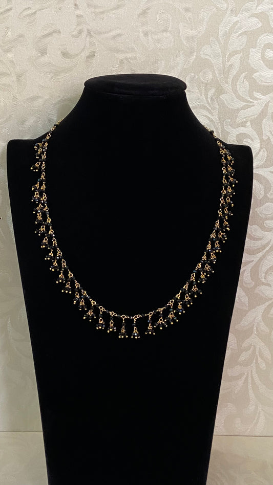 Black crystals mangalsutra | Black beads necklace