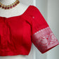 Red silver border blouse | Saree blouses in USA