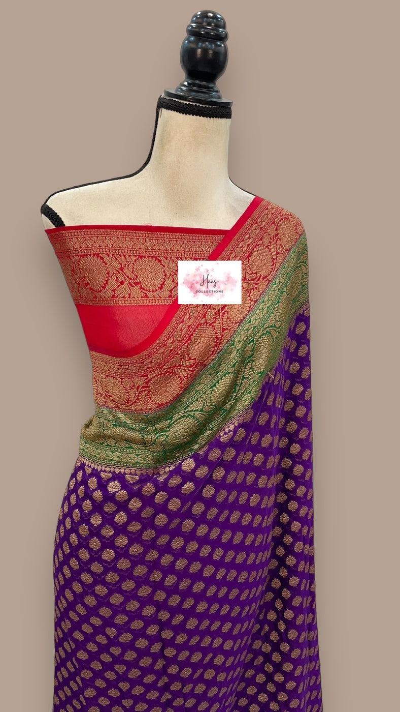 Authentic Pure Georgette Banaras Saree