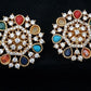 Multicolour & AD Big Size Studs | Indian Earrings | Gift Idea | Navratan Earrings