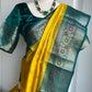 Pure chiniya silk saree | yellow saree | Saree with custom blouse