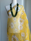 Pure organza printed dupatta | Yellow dupatta