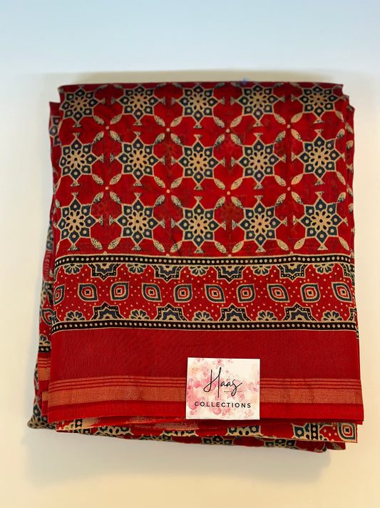 Chanderi Ajrakh print sarees | handloom sarees