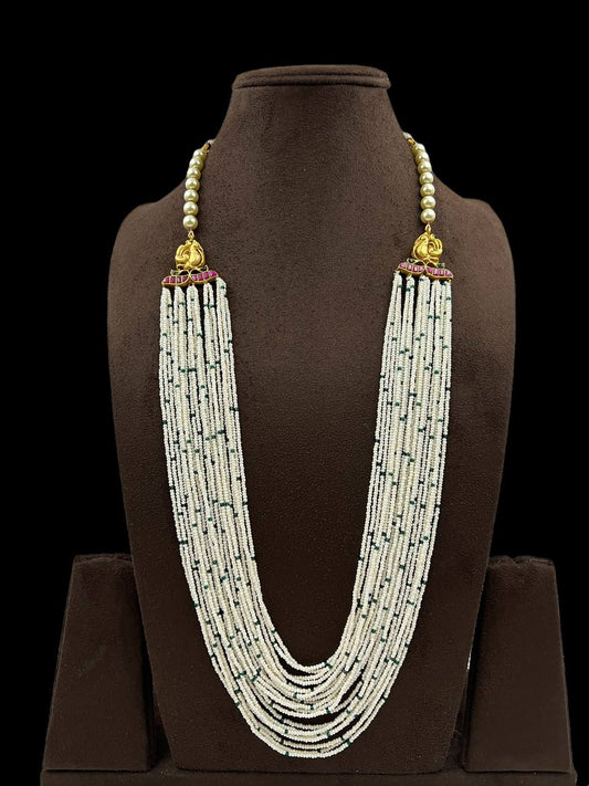 Jadau kundan side pendants necklace | traditional pearls necklace