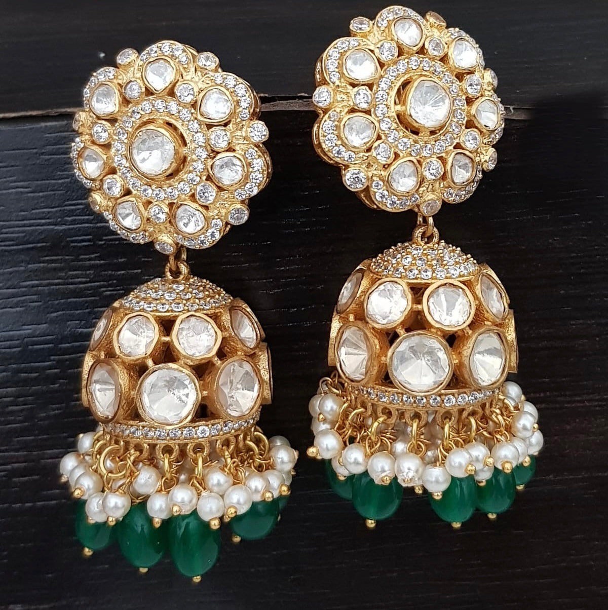 Moissanite  Kundan Jumki | Bridal jewelry