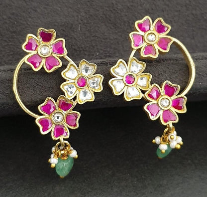 Jadau Kundan Earrings | Floral Antique Jadau Earrings