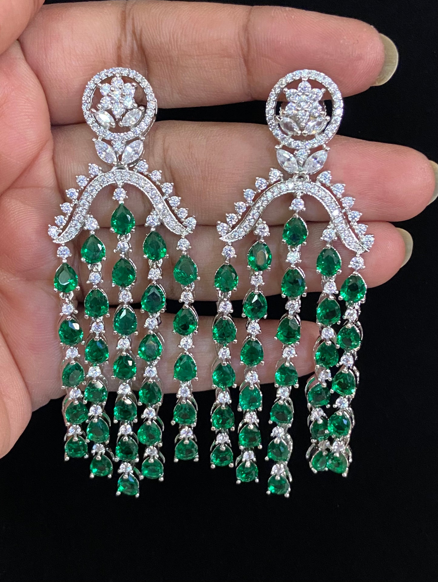 Rhodium ad earrings | Diamond look alike earrings