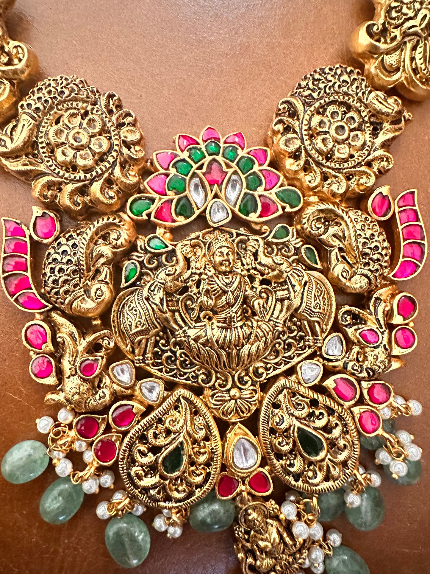 Antique Temple Lakshmi Pendant Necklace | Bridal jewelry