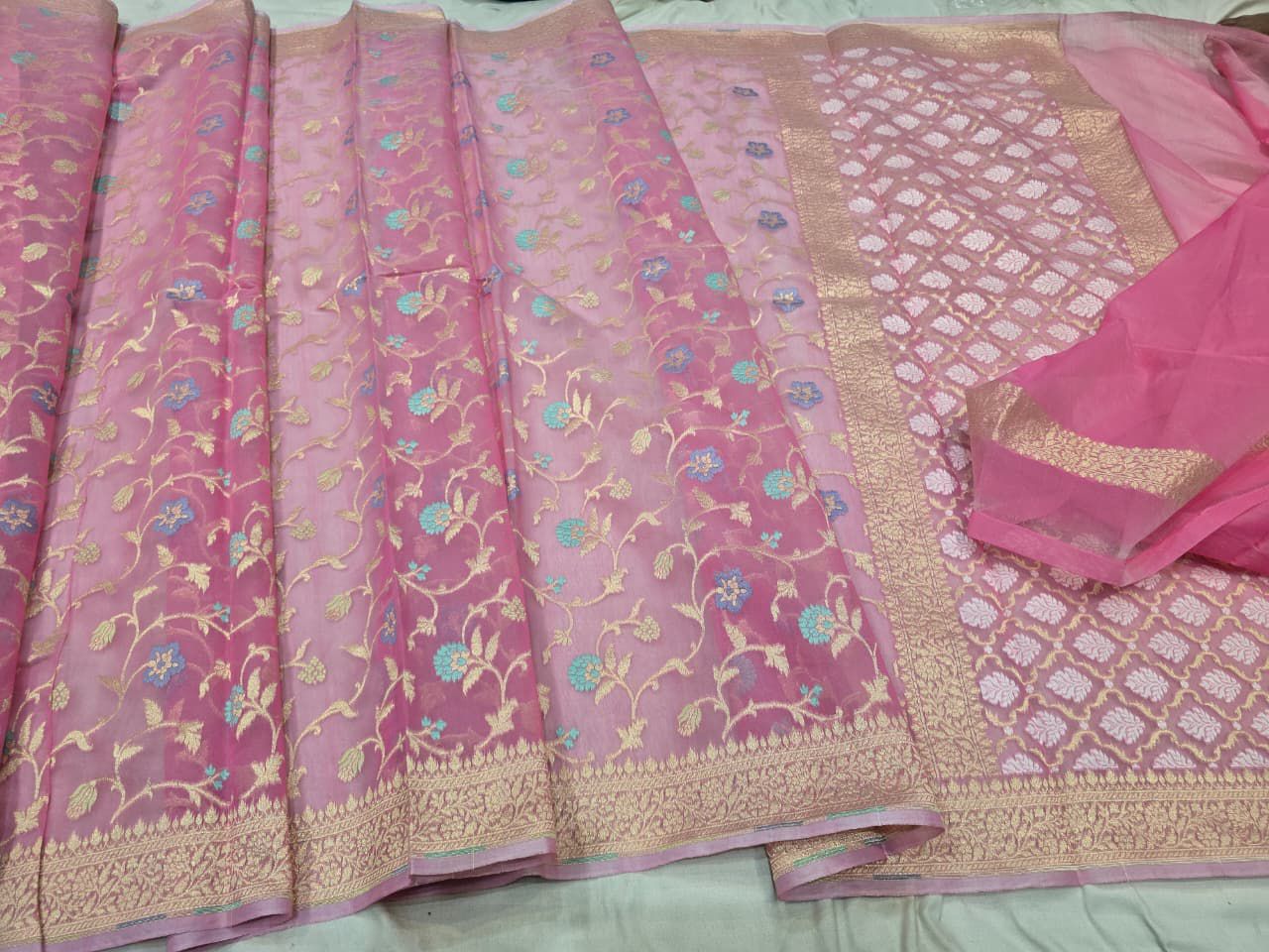 Premium Banarasi Pure Cotton Jangla Saree | Jamdani Inspiration Jangala Saree | Indian Sarees in USA