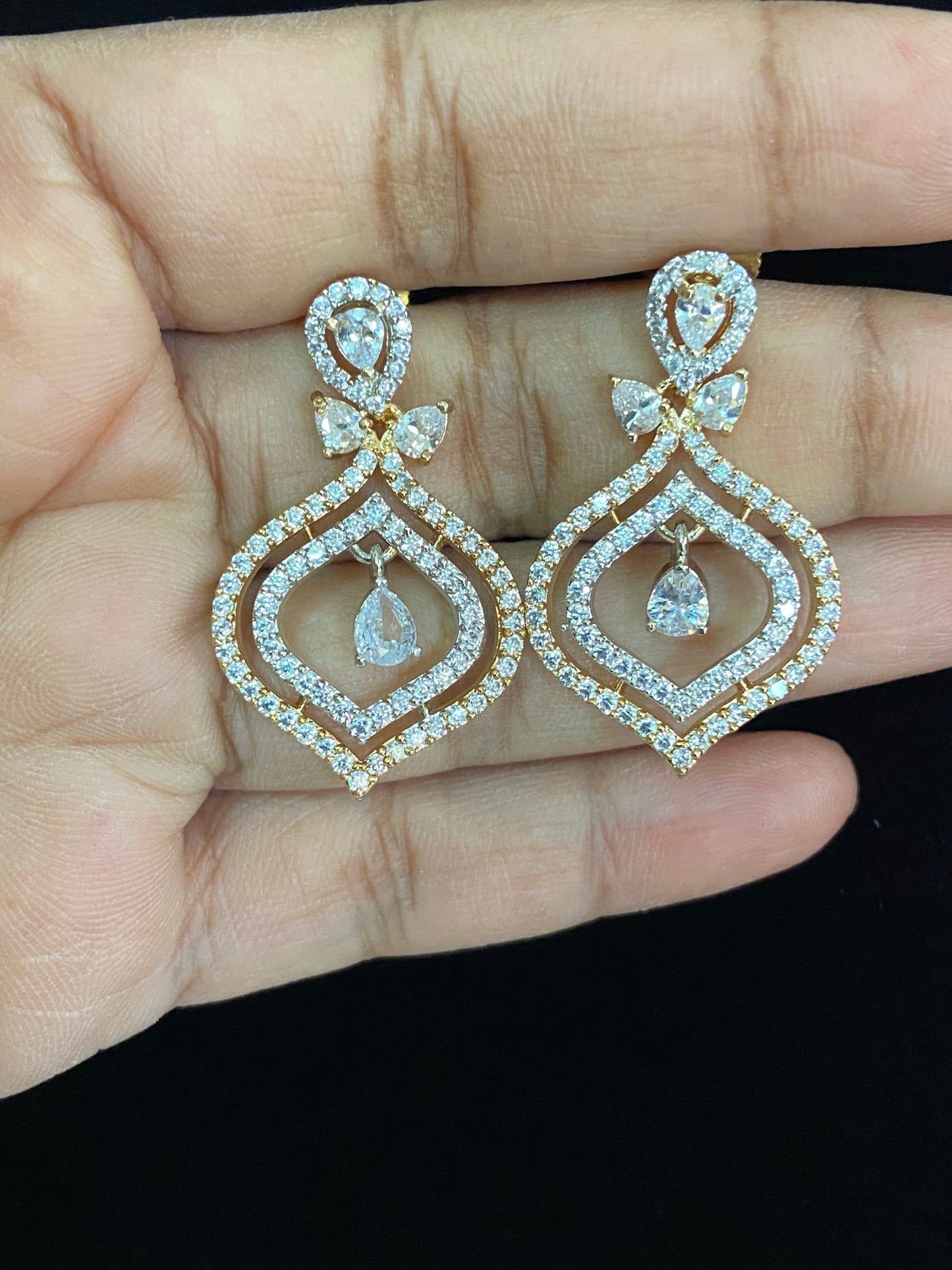 Cz earrings | dual tone earrings