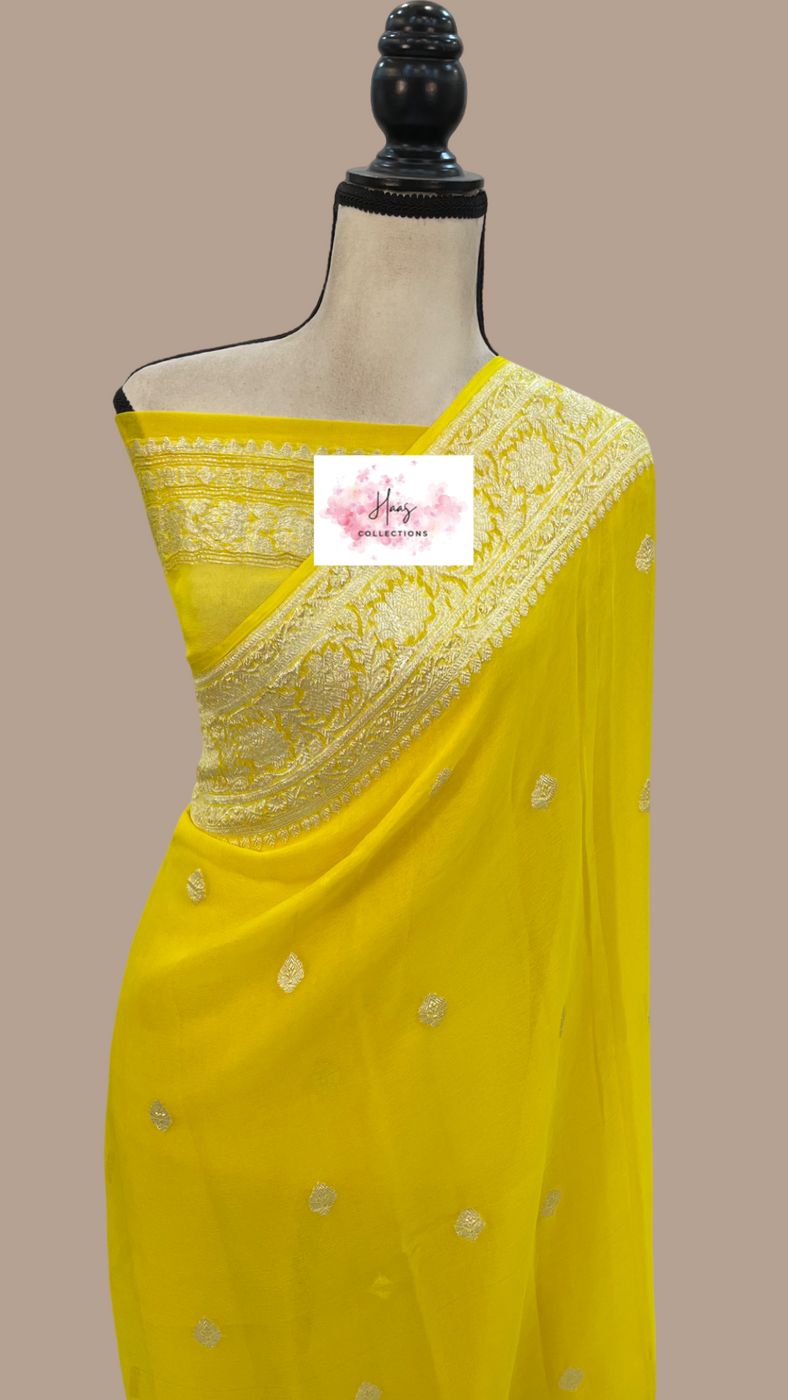 Pure georgette banarasi saree | Sarees in USA | Haldi saree