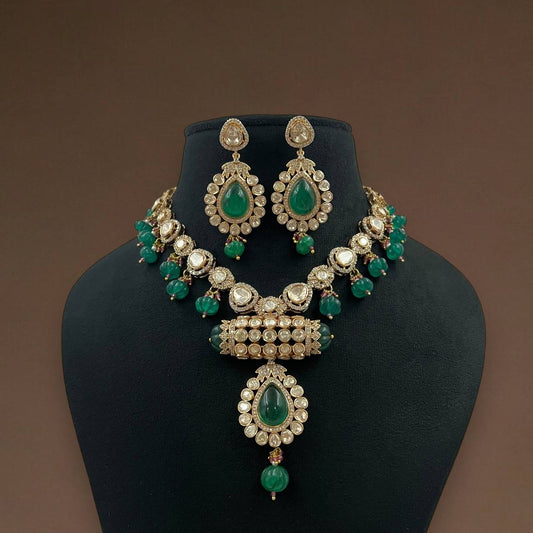 Polki Kundan &Pumpkin Beads Necklace