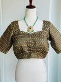 Olive green printed silk blouse | Saree blouses in USA