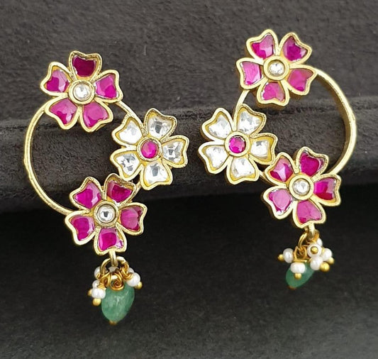 Jadau Kundan Earrings | Floral Antique Jadau Earrings