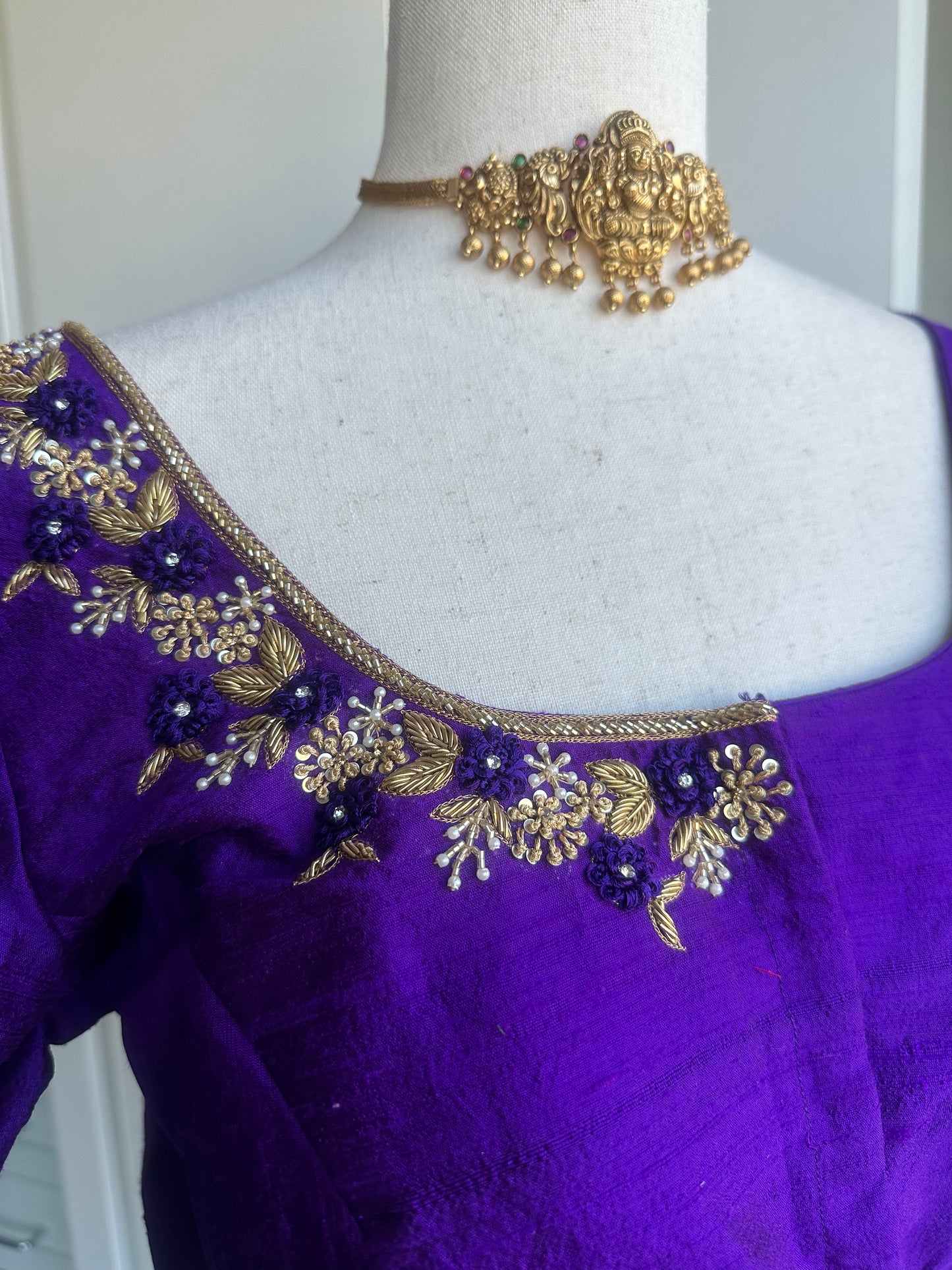 Purple embroidery blouse | Custom blouse | Designer blouse