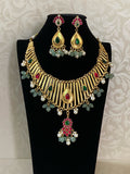 Jadau kundan fusion necklace set | designer necklace