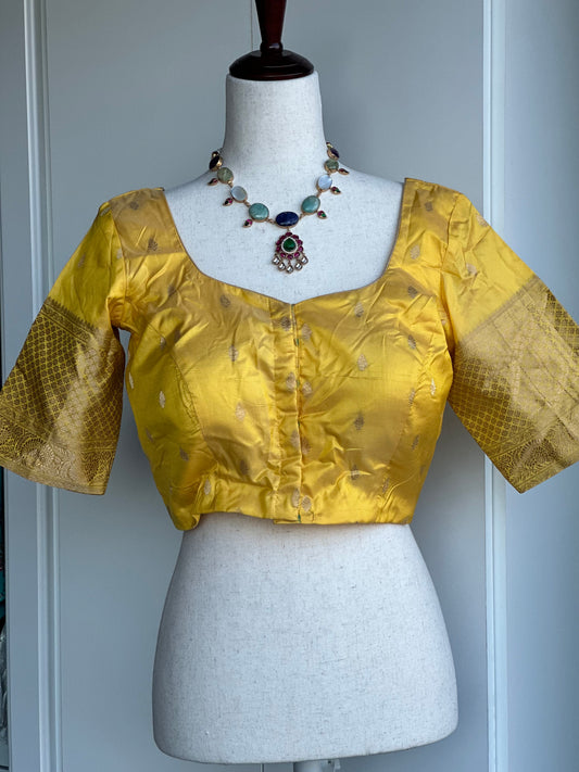 Yellow Pure silk blouse | Saree blouses in USA