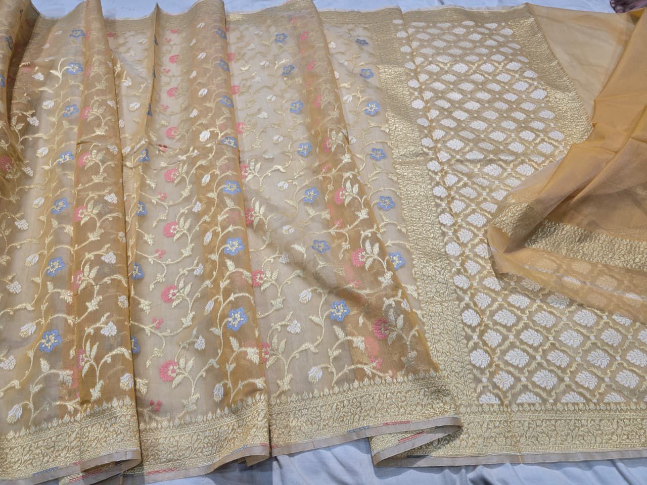 Premium Banarasi Pure Cotton Jangla Saree | Jamdani Inspiration Jangala Saree | Indian Sarees in USA