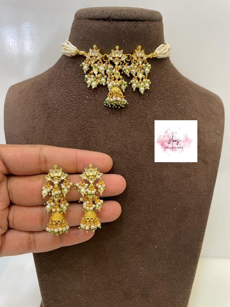 Ahamadabadi Kundan Choker Set | Handmade jewelry | Indian jewelry in USA