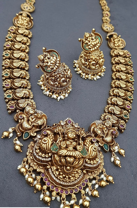 Antique Lakshmi Peacock Haram | Temple Jewellery | Bridal Necklace