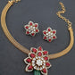 AD Coral Pendant Necklace With Earrings |  Latest jewelry