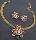 AD Coral Pendant Necklace With Earrings |  Latest jewelry