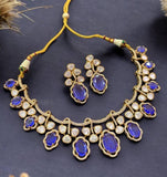 Sapphire & Moissanite Necklace | Latest Indian jewelry