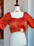 Pink & orange brocade blouse | Saree blouses in USA | Custom blouse
