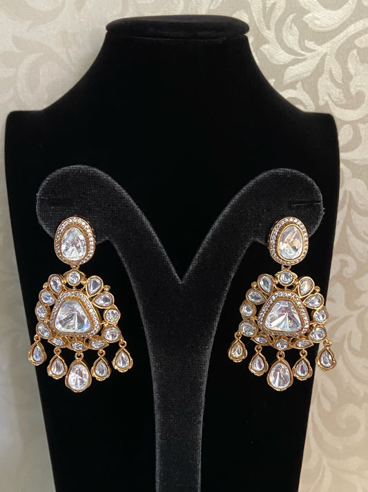Moissanite polki earrings | latest Indian jewelry